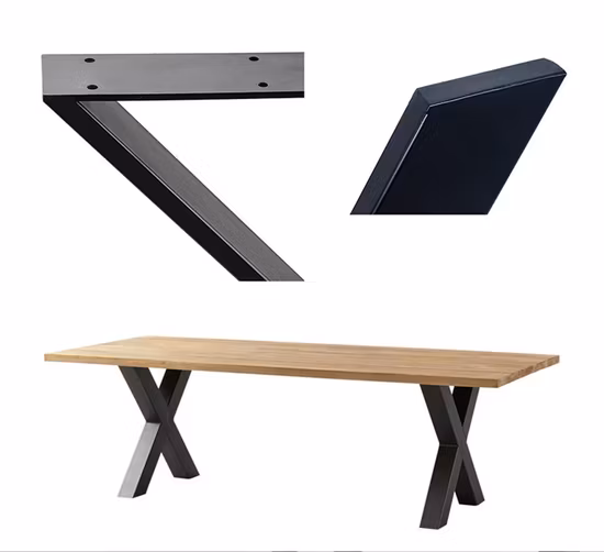 Welding Powder Coating Black X Shape Table Legs and Bases