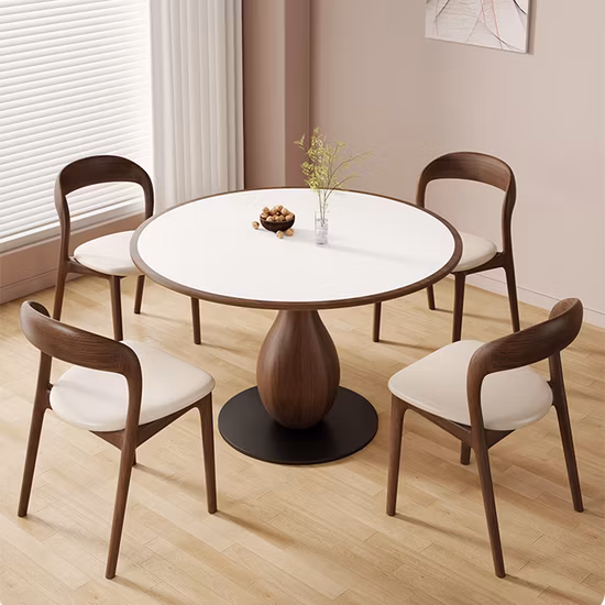 Sintered Stone Ceramic Living Room Marble Coffee Set LED Round Modern Home Furniture Dining Table