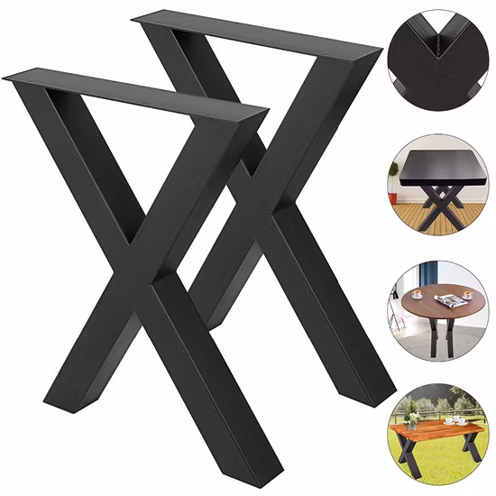 Welding Powder Coating Black X Shape Table Legs and Bases