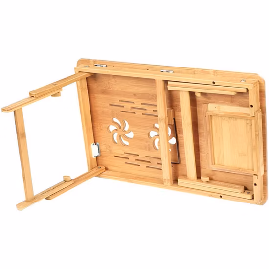 Umweltfreundliche Eckbüro-Schreibtischplatte aus weißem Metall mit Bambusplatte